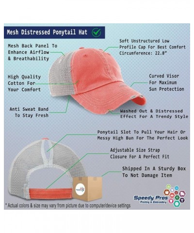 Womens Ponytail Cap First My Mother Forever My Friend Style B Cotton Distressed Trucker Hats Coral $14.40 Baseball Caps