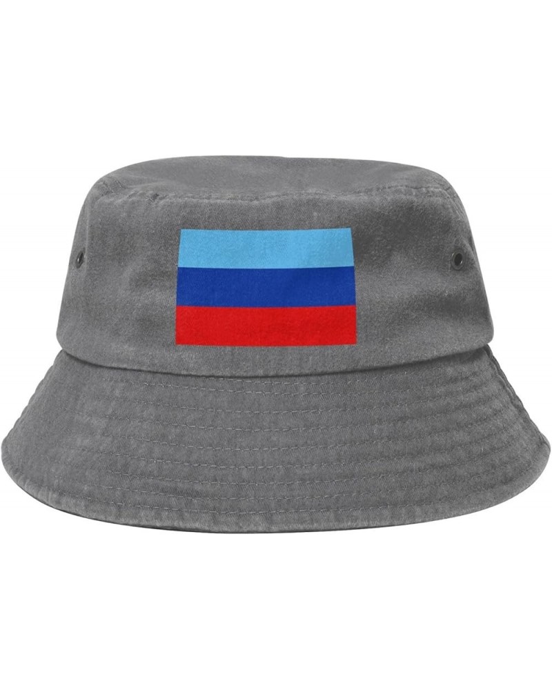 Flag of The Luhansk People's Republic Bucket Hat for Men Women Outdoor Washed Cotton Sun Hats Travel Beach Hat Gray $11.48 Bu...