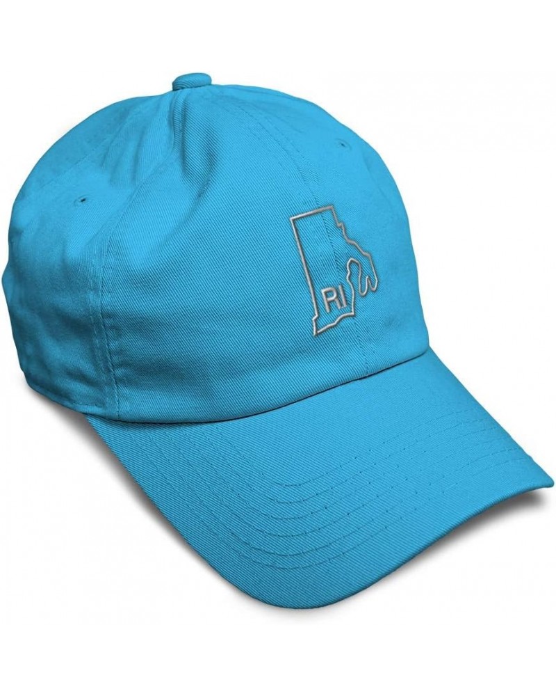 Soft Baseball Cap Rhode Island State Map Ri Embroidery Names Cotton Dad Hats for Men & Women Aqua Design Only $16.23 Baseball...