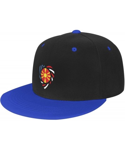 We Heart America and North Macedonia Love Forever Baseball Cap for Men Women Snapback Hat Adjustable Flat Bill Hats Blue $12....