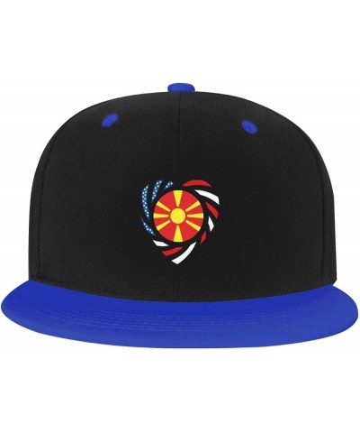 We Heart America and North Macedonia Love Forever Baseball Cap for Men Women Snapback Hat Adjustable Flat Bill Hats Blue $12....