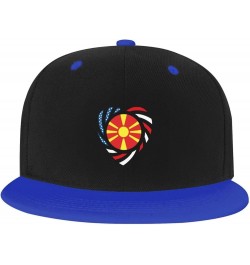 We Heart America and North Macedonia Love Forever Baseball Cap for Men Women Snapback Hat Adjustable Flat Bill Hats Blue $12....