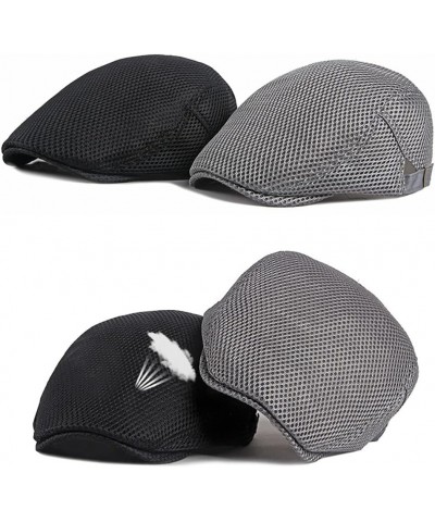 Men Flat Cap Newsboy Hat Beret Cabbie Ivy Cap Adjustable Gatsby Hat Driving Hunting Cap W-black $8.31 Newsboy Caps