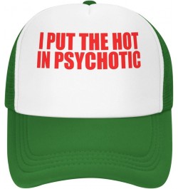 Men and Women Baseball Hat Adjustable I Put The Hot in Psychotic Mesh Trucker Cap Classic Dad Hat Green $9.76 Baseball Caps