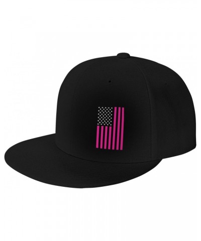 American Flag Cancer Awareness Pink Classic Unisex Sun Hat with Flat Brim - Adjustable and Stylish for Outdoor Adventures! $1...