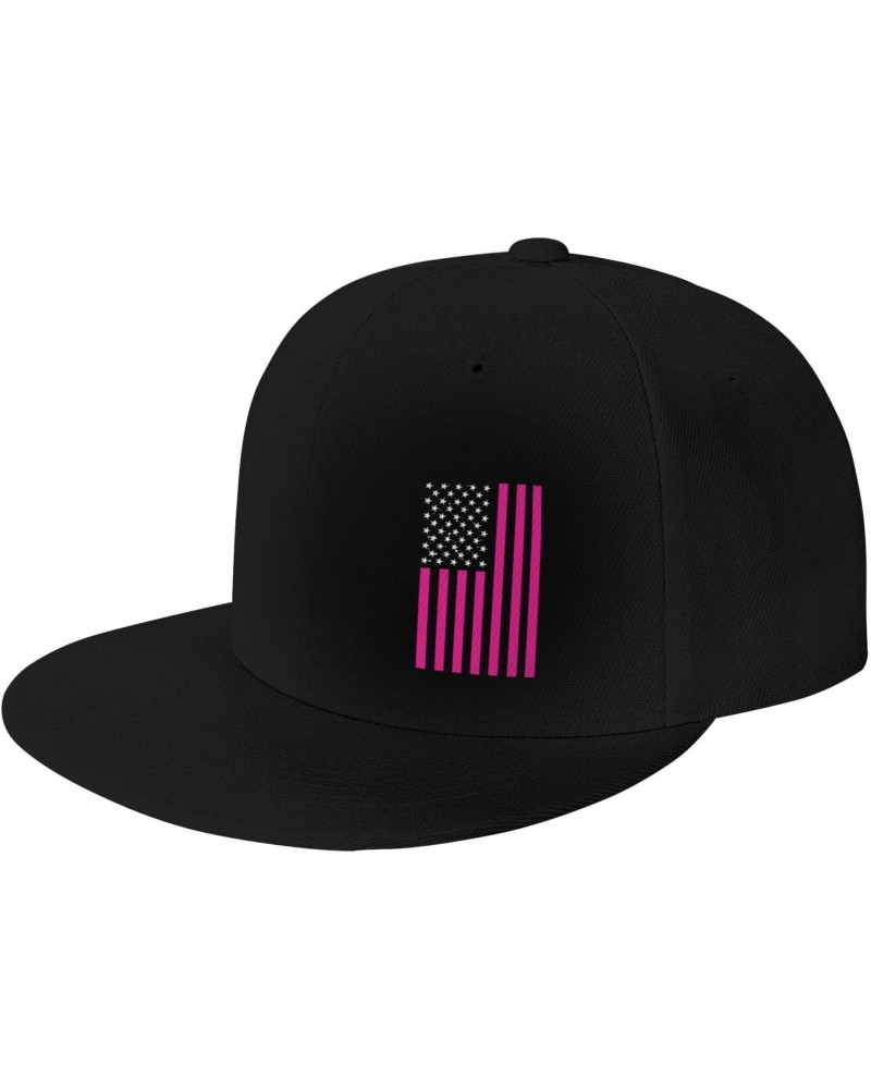 American Flag Cancer Awareness Pink Classic Unisex Sun Hat with Flat Brim - Adjustable and Stylish for Outdoor Adventures! $1...