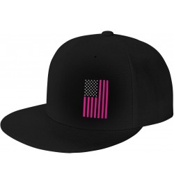 American Flag Cancer Awareness Pink Classic Unisex Sun Hat with Flat Brim - Adjustable and Stylish for Outdoor Adventures! $1...