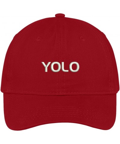 YOLO Embroidered Adjustable Cotton Cap Red $14.49 Baseball Caps