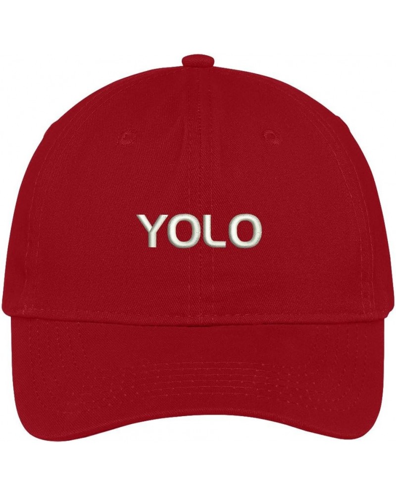 YOLO Embroidered Adjustable Cotton Cap Red $14.49 Baseball Caps