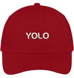 YOLO Embroidered Adjustable Cotton Cap Red $14.49 Baseball Caps