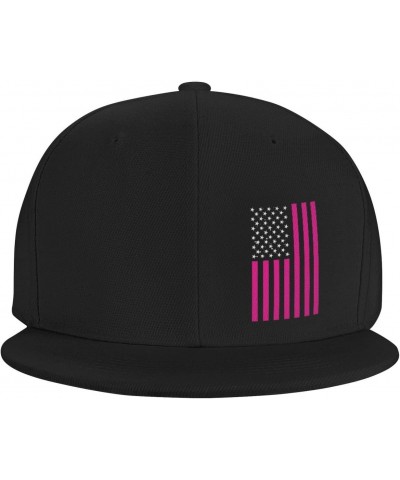 American Flag Cancer Awareness Pink Classic Unisex Sun Hat with Flat Brim - Adjustable and Stylish for Outdoor Adventures! $1...