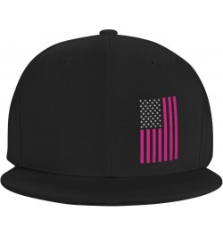 American Flag Cancer Awareness Pink Classic Unisex Sun Hat with Flat Brim - Adjustable and Stylish for Outdoor Adventures! $1...