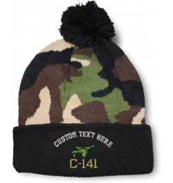 Pom Pom Beanies for Women Military Air Force C-141 Camo Embroidery Skull Cap Winter Hats for Men 1 Size Camo Personalized Tex...