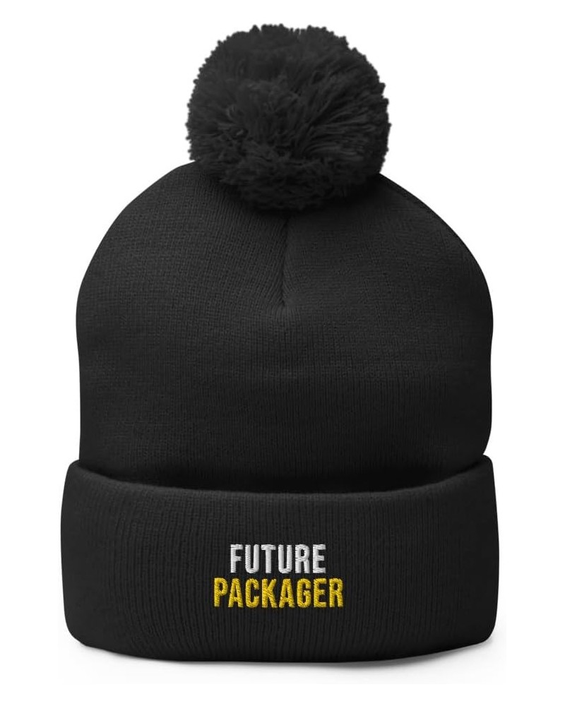 Future Packager Hat (Embroidered Pom-Pom Beanie) Packager Apparel Black $19.59 Skullies & Beanies