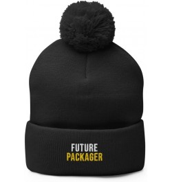 Future Packager Hat (Embroidered Pom-Pom Beanie) Packager Apparel Black $19.59 Skullies & Beanies