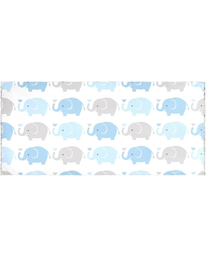 Women's Long Shawl Blue Grey Elephant Cartoon Winter Warm Large Scarf for All Seasons(238na8b) $13.44 Skullies & Beanies