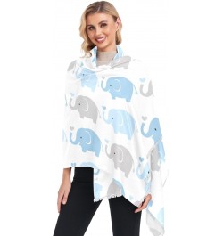 Women's Long Shawl Blue Grey Elephant Cartoon Winter Warm Large Scarf for All Seasons(238na8b) $13.44 Skullies & Beanies