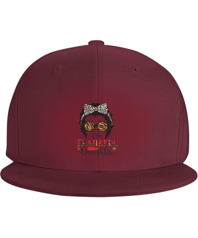 Thanksgiving Daughter Snapback Hats for Men Baseball Cap Trucker Hat Flat Brim Hats Dark Red $10.72 Baseball Caps