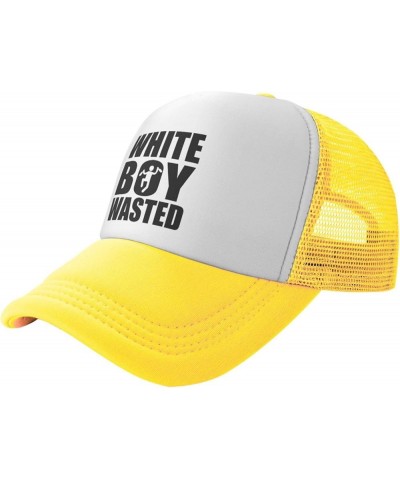 White Boy Wasted Women Adjustable Washed Baseball Cap Black Yellow $9.40 Baseball Caps