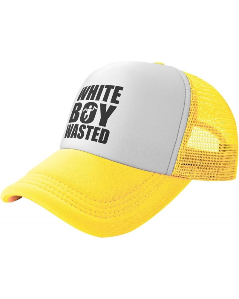 White Boy Wasted Women Adjustable Washed Baseball Cap Black Yellow $9.40 Baseball Caps