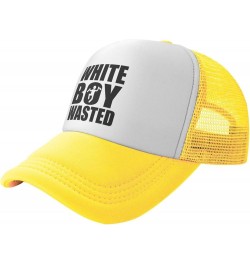 White Boy Wasted Women Adjustable Washed Baseball Cap Black Yellow $9.40 Baseball Caps