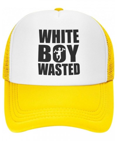 White Boy Wasted Women Adjustable Washed Baseball Cap Black Yellow $9.40 Baseball Caps