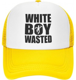 White Boy Wasted Women Adjustable Washed Baseball Cap Black Yellow $9.40 Baseball Caps