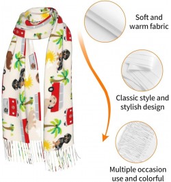 Bees Sunflower Print Fringed Scarf, Soft And Warm Faux Cashmere Scarf, Ideal Gift For Fashion Accessories Basset Hound Dog Su...