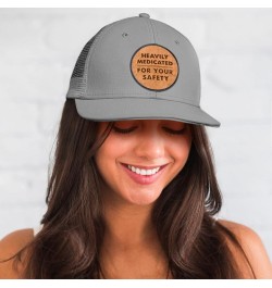 Patch Hat Printed Leather Background Heavily Medicated for Your Safety Funny Cotton Trucker Baseball Cap Heather Gray Black R...