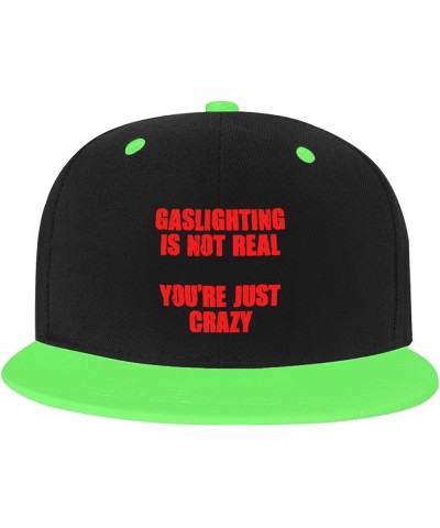 Unisex Baseball Hats Gaslighting is Not Real You're Just Crazy Original Dad Hat Adjustable Snapback Hats,White Green $9.71 Ba...