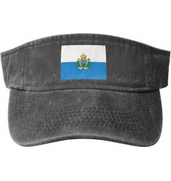 Flag of San Marino Sport Sun Visor Hats Adjustable Empty Top Baseball Cap Denim Cap Black Deep Heather $10.05 Visors