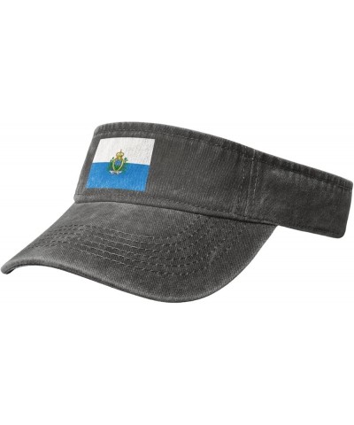 Flag of San Marino Sport Sun Visor Hats Adjustable Empty Top Baseball Cap Denim Cap Black Deep Heather $10.05 Visors