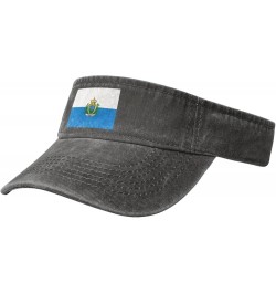 Flag of San Marino Sport Sun Visor Hats Adjustable Empty Top Baseball Cap Denim Cap Black Deep Heather $10.05 Visors