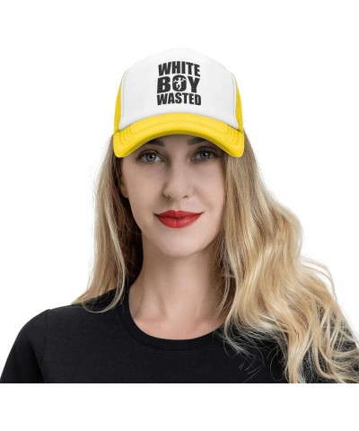 White Boy Wasted Women Adjustable Washed Baseball Cap Black Yellow $9.40 Baseball Caps