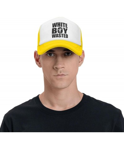 White Boy Wasted Women Adjustable Washed Baseball Cap Black Yellow $9.40 Baseball Caps