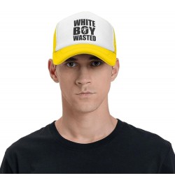 White Boy Wasted Women Adjustable Washed Baseball Cap Black Yellow $9.40 Baseball Caps