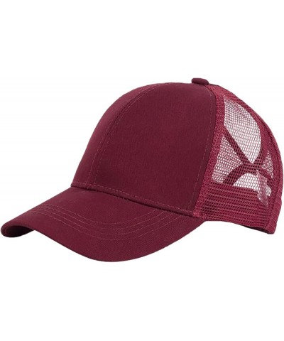 Men Women Baseball Cap Dad Hat Adjustable Trucker Low Profile Hat Outdoor Sports Running hat Wine $6.52 Baseball Caps