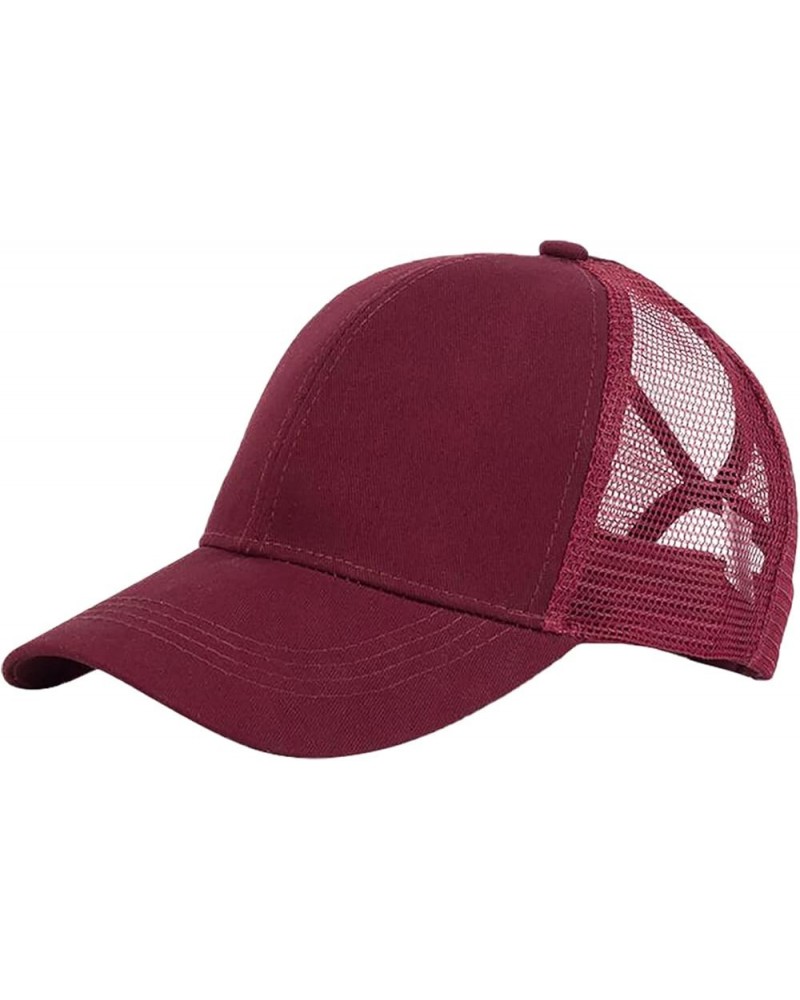 Men Women Baseball Cap Dad Hat Adjustable Trucker Low Profile Hat Outdoor Sports Running hat Wine $6.52 Baseball Caps