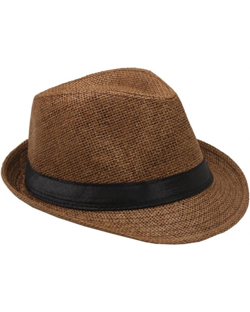 Fedora Hats Mens Women Sun Beach Derby Panama Summer Hats Gangster Cuban Jazz Brown W Buckle $10.12 Fedoras