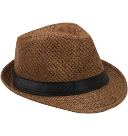 Fedora Hats Mens Women Sun Beach Derby Panama Summer Hats Gangster Cuban Jazz Brown W Buckle $10.12 Fedoras