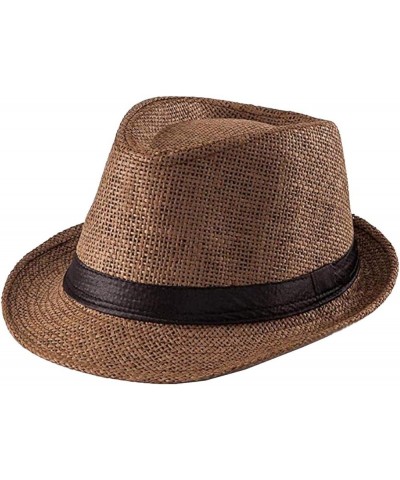 Fedora Hats Mens Women Sun Beach Derby Panama Summer Hats Gangster Cuban Jazz Brown W Buckle $10.12 Fedoras