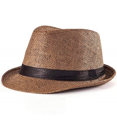 Fedora Hats Mens Women Sun Beach Derby Panama Summer Hats Gangster Cuban Jazz Brown W Buckle $10.12 Fedoras