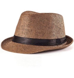 Fedora Hats Mens Women Sun Beach Derby Panama Summer Hats Gangster Cuban Jazz Brown W Buckle $10.12 Fedoras