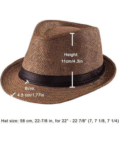 Fedora Hats Mens Women Sun Beach Derby Panama Summer Hats Gangster Cuban Jazz Brown W Buckle $10.12 Fedoras