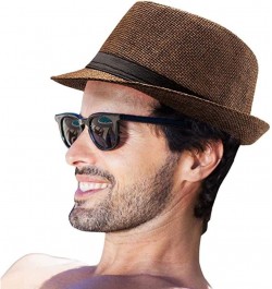 Fedora Hats Mens Women Sun Beach Derby Panama Summer Hats Gangster Cuban Jazz Brown W Buckle $10.12 Fedoras