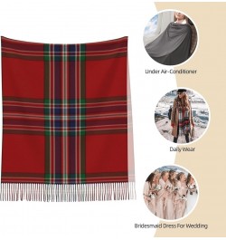 Large Scarf Plaid Cashmere Feel Shawl Wraps with Tassel Soft Fashion Warm Scarves for Women Clan Macfarlane Tartan Plaid $12....