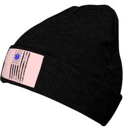 American EMT Flag Beanie Hat for Men Women Knit Skull Cap Warm Hats Black Knitted Caps Black $12.19 Skullies & Beanies