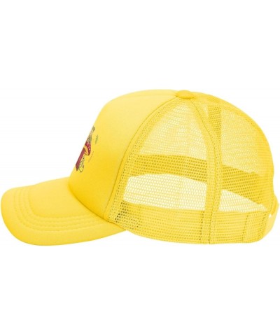 Frog Sitting On A Mushroom Baseball Cap for Men Women Trucker Hat Mesh Back Caps Dad Hat Yellow $9.29 Baseball Caps