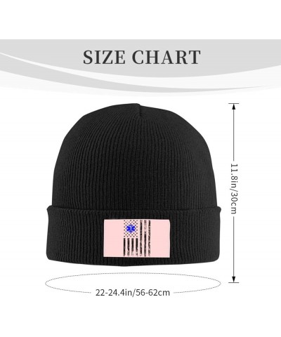 American EMT Flag Beanie Hat for Men Women Knit Skull Cap Warm Hats Black Knitted Caps Black $12.19 Skullies & Beanies