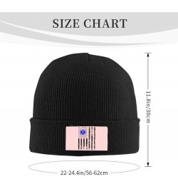 American EMT Flag Beanie Hat for Men Women Knit Skull Cap Warm Hats Black Knitted Caps Black $12.19 Skullies & Beanies